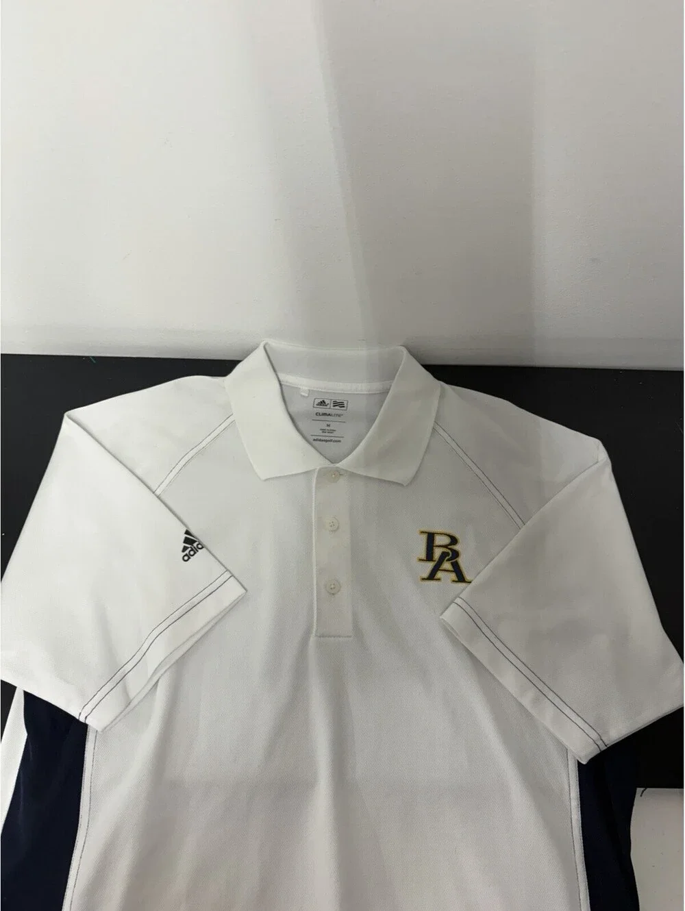 Adidas Climalite Golf Shirt Men’s Size M With Embroidered BA Lettering - White